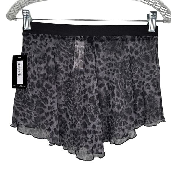 Bloch Ladies Janise Animal Print Mesh Pull On Skirt M Black Gray New - Picture 2 of 12